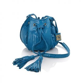 Chi by Falchi Embossed Leather Crossbody Bag with Tassels