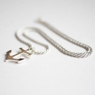 anchor necklace solid silver heavy rope chain by rock cakes