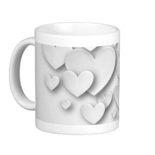 White Three Dimensional Cascading Hearts Coffee Mug
