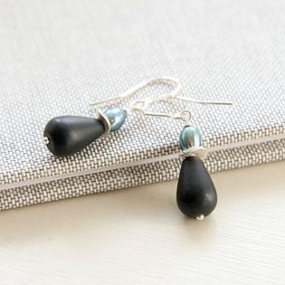 matt onyx and peacock earrings by myhartbeading