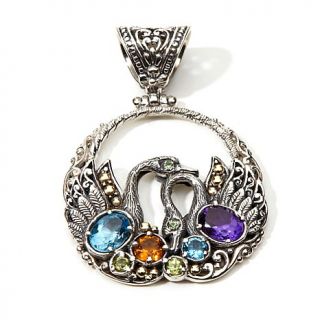 Bali Designs by Robert Manse 3.5ct Multigemstone Double "Swan" Sterling Silver