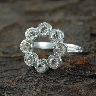 sterling silver white topaz rosette ring by embers semi precious and gemstone designs