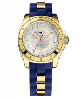 Tommy Hilfiger Watch, Womens Gold Tone Stainless Steel and Navy Silicone Strap 38mm 1781307   Watches   Jewelry & Watches