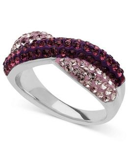 Kaleidoscope Sterling Silver Ring, Light and Dark Purple Swarovski Crystal Crossover Ring (1 ct. t.w.)   Rings   Jewelry & Watches
