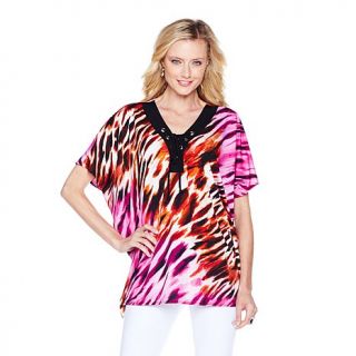 Slinky® Brand Printed Caftan with Lace up Detail