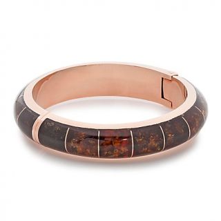 Jay King Inlaid Amber Copper Bangle Bracelet