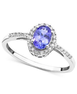 14k White Gold Ring, Tanzanite (1/2 ct t.w.) and Diamond (1/10 ct. t.w.)   Rings   Jewelry & Watches