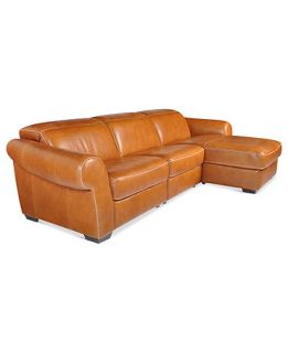 Blayne Leather Sectional Sofa, 3 Piece (Chair, Armless Chair and Right Arm Facing Chaise) 120W x 166D x 31H   Furniture