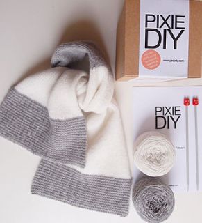luxury scarf knitting kit by warm pixie