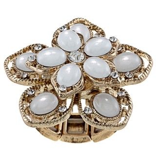 Goldtone Created Moonstone Flower Fashion Ring Fashion Rings