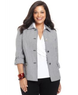 Charter Club Plus Size Linen Button Front Jacket   Jackets & Blazers   Plus Sizes