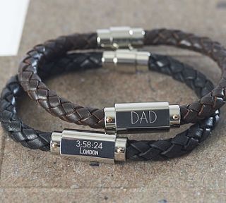 personalised chunky leather identity bracelet by suzy q