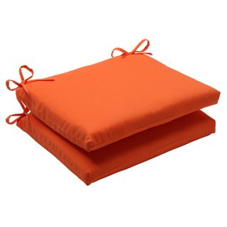 Pillow Perfect Sundeck Polyester Orange Square Outdoor Seat Cushions (Set of 2) Pillow Perfect Outdoor Cushions & Pillows