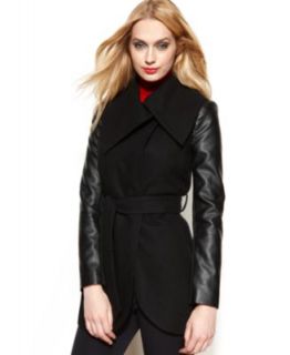 DKNYC Faux Leather Sleeve Jacket, Long Sleeve Shirt & Skinny Pants   Women