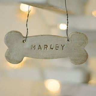 personalised doggy bone decoration by ditto