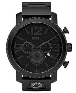 Fossil Mens Chronograph Gage Black Plated Stainless Steel Bracelet Watch 50mm JR1303   Watches   Jewelry & Watches