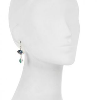 Jay King Rainbow Calsilica and Turquoise Drop Sterling Silver Earrings