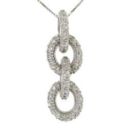 Sterling Silver Pave Cubic Zirconia Circles Necklace Moise Cubic Zirconia Necklaces