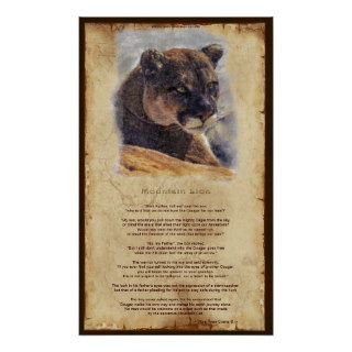Cougar Mountain Lion Native American Wisdom Poster