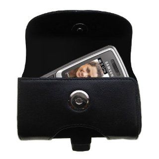 Belt Mounted Leather Case Custom Designed for the Samsung SGH T239   Black Color with Removable Clip by Gomadic Cell Phones & Accessories