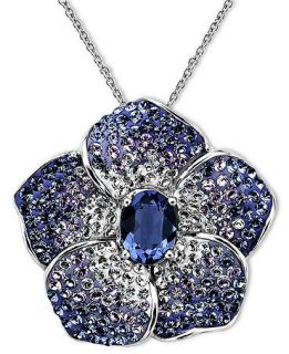 Kaleidoscope Sterling Silver Necklace, Purple Crystal Flower Pendant with Swarovski Elements   Necklaces   Jewelry & Watches
