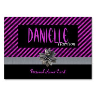 Profile Personal Name Card Pink Strip Black Silver Business Card Template
