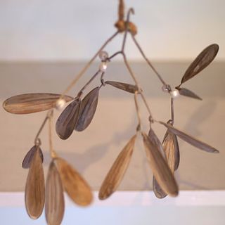 aged gold hanging mistletoe by drift living