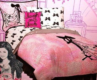 Twin Size Comforter & Sham Set Cece & Rocky Teens Chains Bows Leopard Pink  Tablecloths  