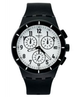 Swatch Watch, Unisex Swiss Chronograph Black Efficiency Black Silicone Strap 42mm SUSB400   Watches   Jewelry & Watches