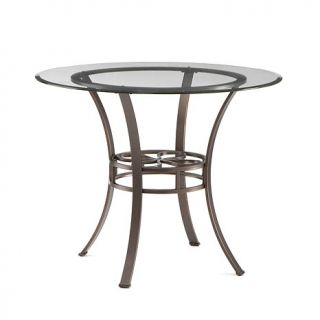 Lucianna Dining Table with Glass Top, 38in   Dark Brown
