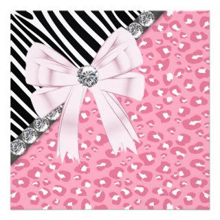 Pretty Pink Zebra and Leopard Sweet 16 Party Invites
