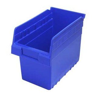 Plastic Shelf Bin Nestable 11 1/8"W X23 5/8"D X 6"H Blue   Open Home Storage Bins