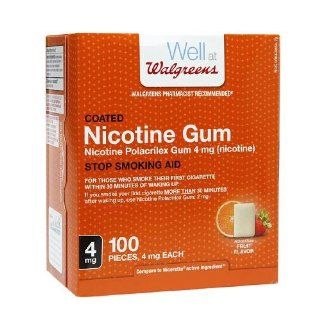  Coated Nicotine Gum 4 mg, Fruit, 100 ea Health & Personal Care