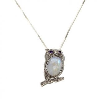 Nicky Butler Multigemstone Sterling Silver "Owl" Pin/Pendant with 18" Chain