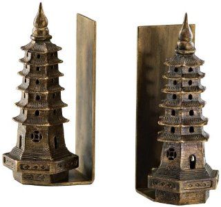 Iron Pagoda Bookends Set   Decorative Bookends