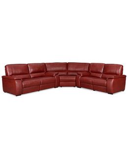 Marchella Leather Reclining Sectional Sofa, 3 Piece Power Recliner (Sofa, Wedge & Loveseat) 148W x 135D x 39H   Furniture