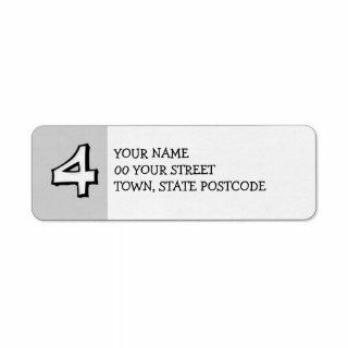 Silly Number 4 white Return Address Label