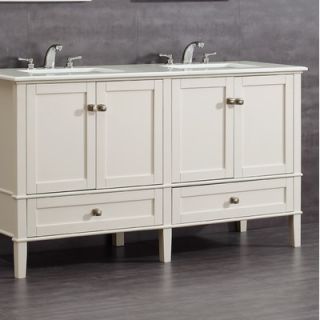 Simpli Home 60 Chelsea Double Bath Vanity in Soft White with White