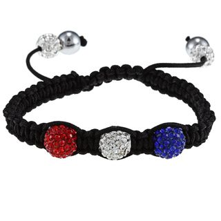 La Preciosa 10 mm Red, White and Blue Crystal Bead Macrame Bracelet La Preciosa Crystal, Glass & Bead Bracelets
