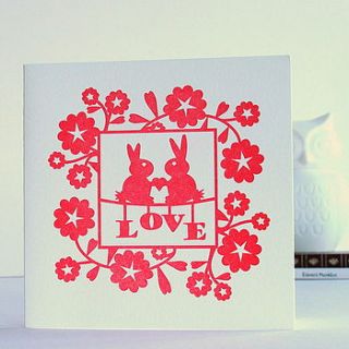 love bunnies letterpress valentine's card by rosie and the boys