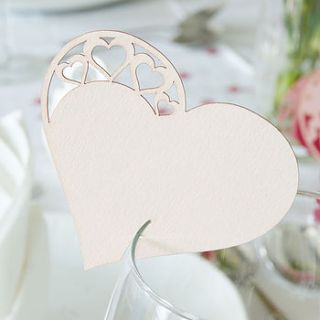 pack of 10 heart glass name place cards by urban twist