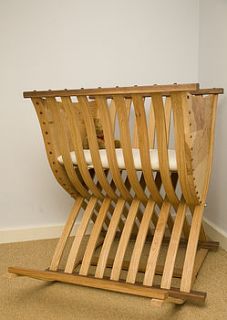 ash, oak and walnut baby's crib with rocker by sylph furniture