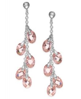 SIS by Simone I Smith Platinum Over Sterling Silver Earrings, Pink Crystal Strawberry Drop Earrings   Earrings   Jewelry & Watches