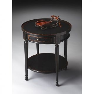 Round Solid Wood Accent Table with Gallery