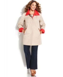 London Fog Plus Size Hooded Clip Front Raincoat   Coats   Women