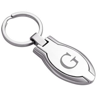 Engraved Initial Oval Photo Frame Keychain Keyrings