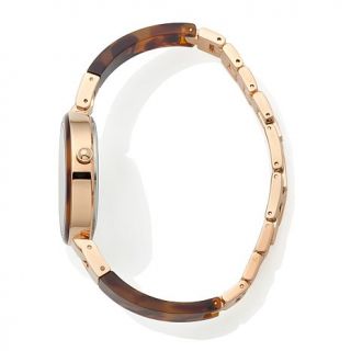 Caravelle New York Ladies' Rosetone Tortoise Design Semi Bangle Bracelet Watch
