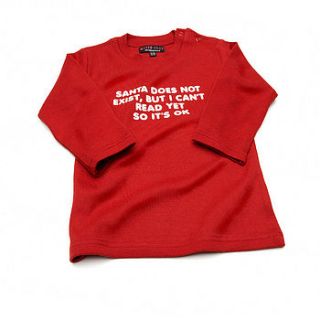 'santa does not exist, but i can't read yet so it's ok' t shirt by nappy head