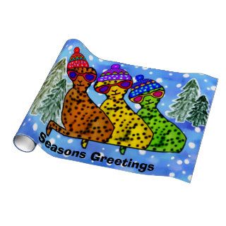 Cool Cheetah Cats Snow Day Wrapping Paper