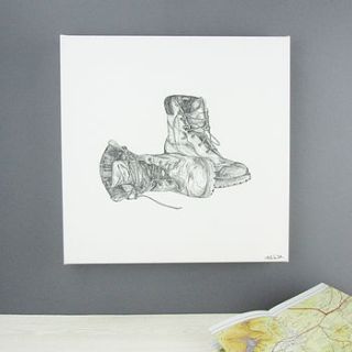 walking boots box frame canvas by sarah kate